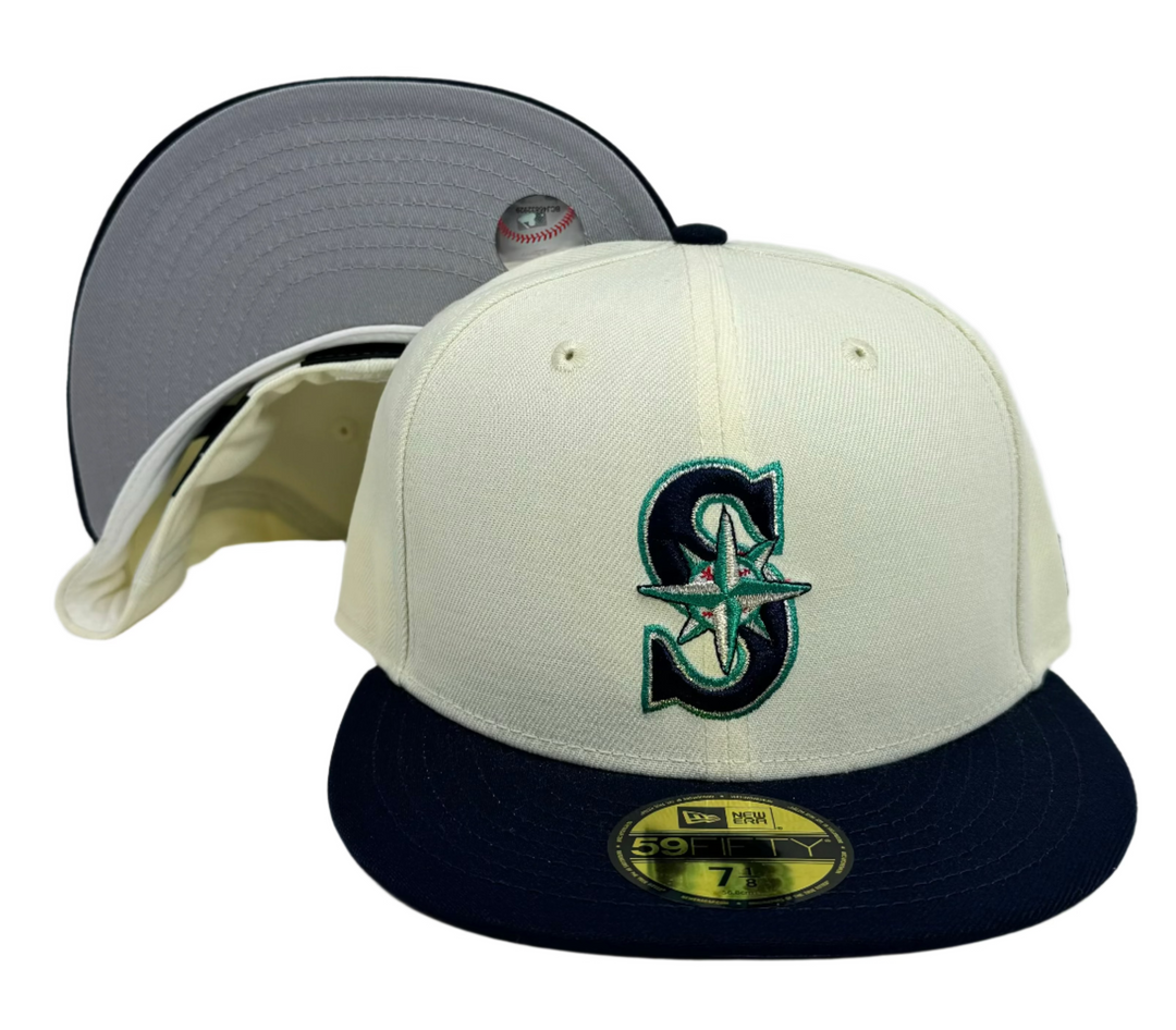 Seattle Mariners Fitted 59Fifty New Era Chrome Navy Cap Hat Grey UV - THE 4TH QUARTER