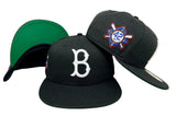 Brooklyn Dodgers Fitted New Era 59Fifty Jackie Robinson 42 Black Cap Hat Green UV