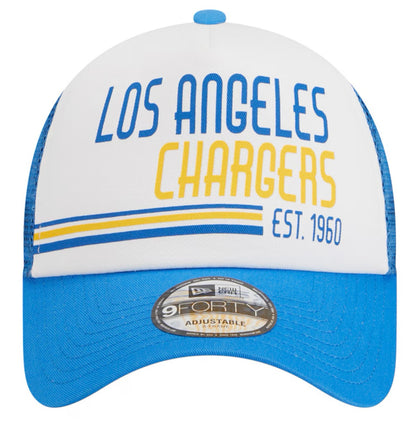 Los Angeles Chargers Snapback New Era 9Forty A-Frame Stacked Mesh White Blue Cap Hat