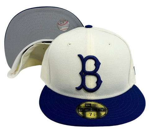 Brooklyn Dodgers Fitted 59Fifty New Era Chrome Blue Cap Hat Grey UV