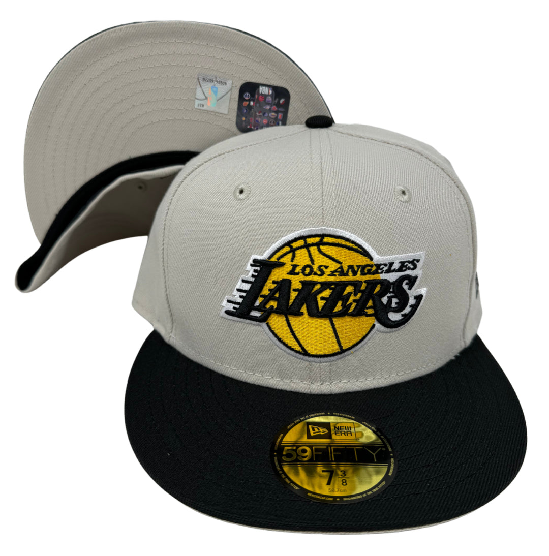 Los Angeles Lakers New Era 59Fifty Stone Black Fitted Hat Cap Stone UV - THE 4TH QUARTER