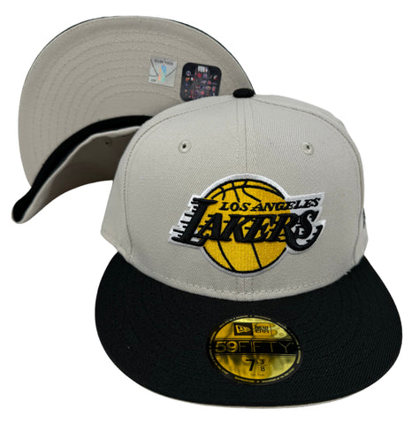 Los Angeles Lakers New Era 59Fifty Stone Black Fitted Hat Cap Stone UV
