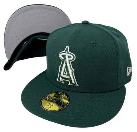 Anaheim Angels Fitted New Era 59FIFTY Dark Green Cap Hat Grey UV