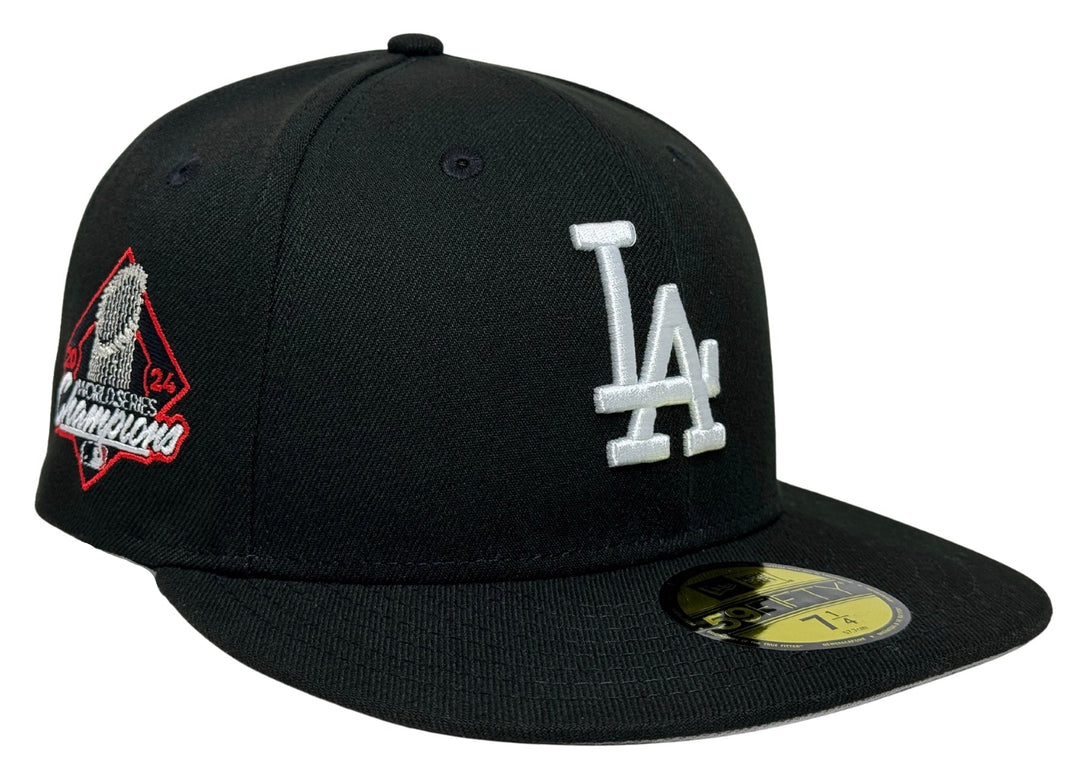 Los Angeles Dodgers Fitted New Era 59Fifty 2024 WSC Diamond Black Cap Hat Grey UV - THE 4TH QUARTER
