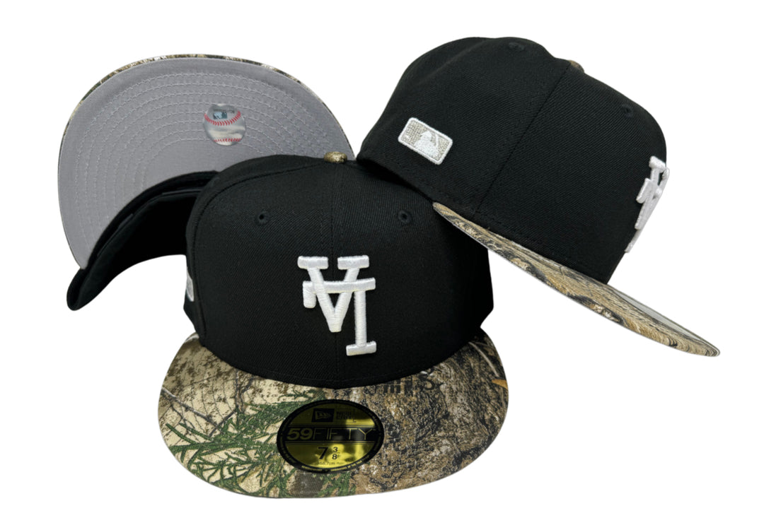 Dodgers Fitted New Era 59Fifty Upside Down Black Realtree Cap Hat Grey UV - THE 4TH QUARTER