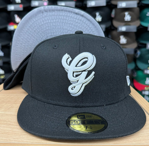 Generales de Durango Fitted New Era 59Fifty Black White Cap Hat. Grey UV