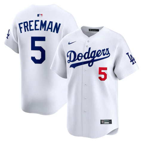 Los Angeles Dodgers Men's Freddy Freeman White Limited Jersey Red #5
