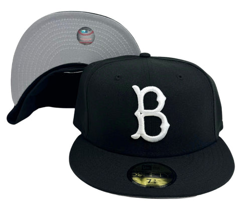 Brooklyn Dodgers Fitted New Era 59Fifty Black Cap Hat Grey UV