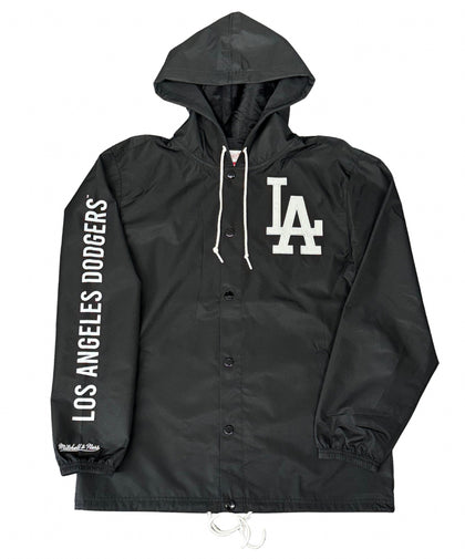 Los Angeles Dodgers Mens Mitchell & Ness Mexico Wordmark Hooded Coaches Jacket Black