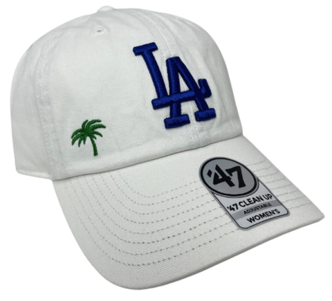 Los Angeles Dodgers Strapback '47 Brand Clean Up Confetti Palm Womens Cap Hat White