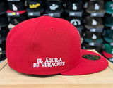 El Aguila de Veracruz New Era 59Fifty Team Patch Fitted Red Hat Cap Black UV