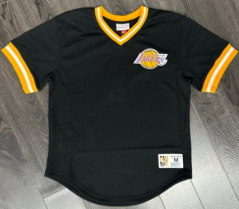 Los Angeles Lakers Mens Mitchell & Ness Vintage Logo V-Neck Mesh Jersey