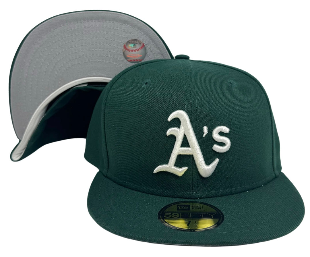 Oakland Athletics Fitted 59Fifty New Era Green Cap Hat Grey UV - THE 4TH QUARTER