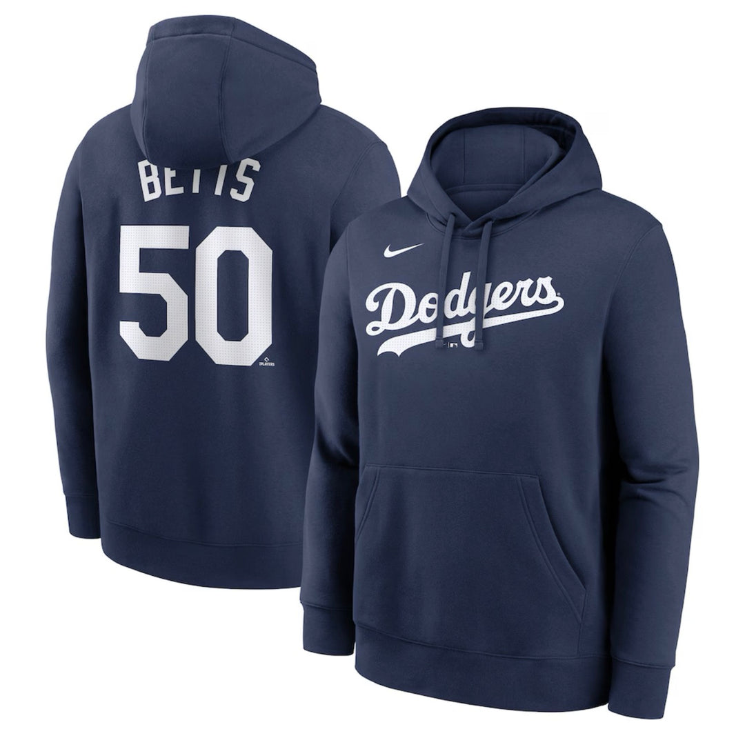 Mookie Betts Los Angeles Dodgers Player Name & Number Club Pullover Hoodie - Navy - THE 4TH QUARTER