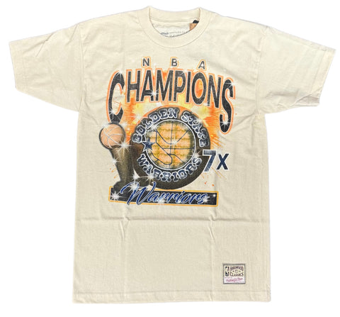 Golden State Warriors Mens T-Shirt Mitchell & Ness Boom Natural Graphic Tee
