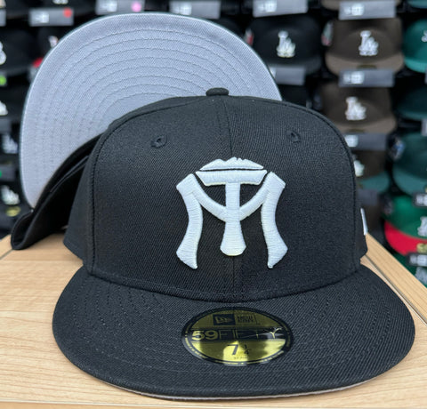 Sultanes de Monterrey Fitted New Era 59Fifty Black White Cap Hat. Grey UV