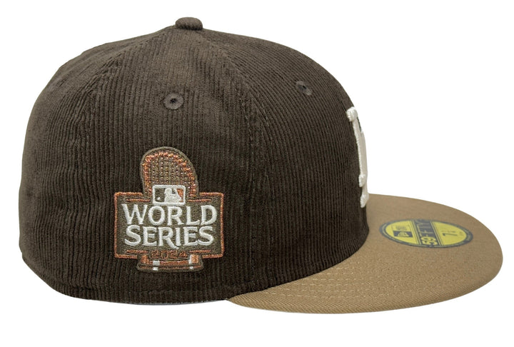 Los Angeles Dodgers Fitted New Era 59Fifty 2024 WS Brown Corduroy Khaki Cap Hat Grey UV - THE 4TH QUARTER