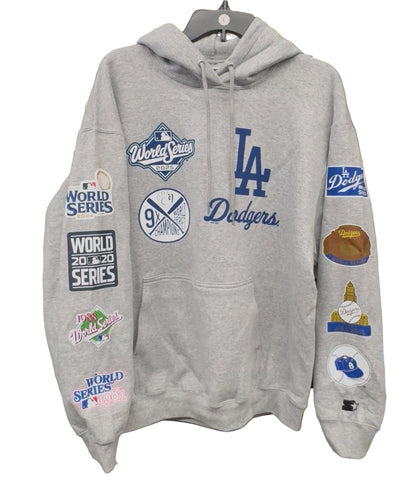 Los Angeles Dodgers Mens Sweatshirt Starter World Series Champs Commemorative Hoodie Grey