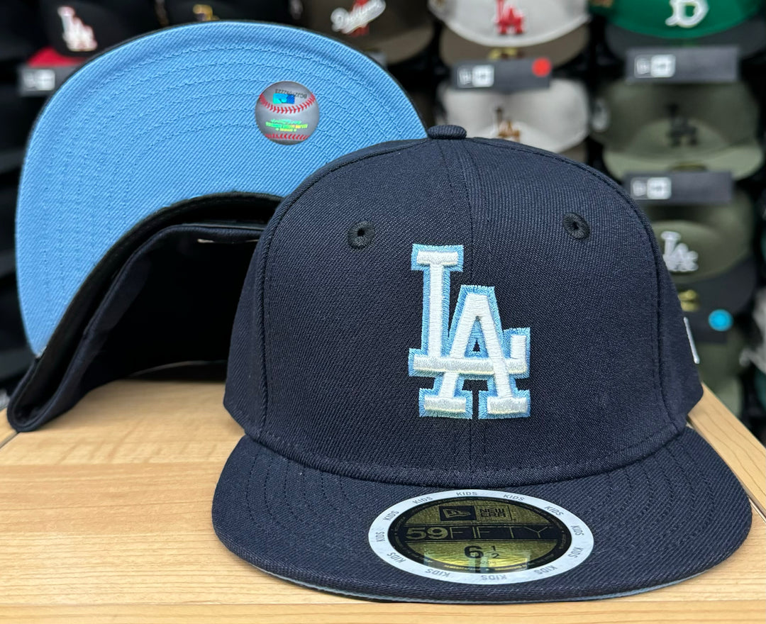 Los Angeles Dodgers Kids Fitted New Era 59Fifty Navy Cap Hat Sky UV - THE 4TH QUARTER
