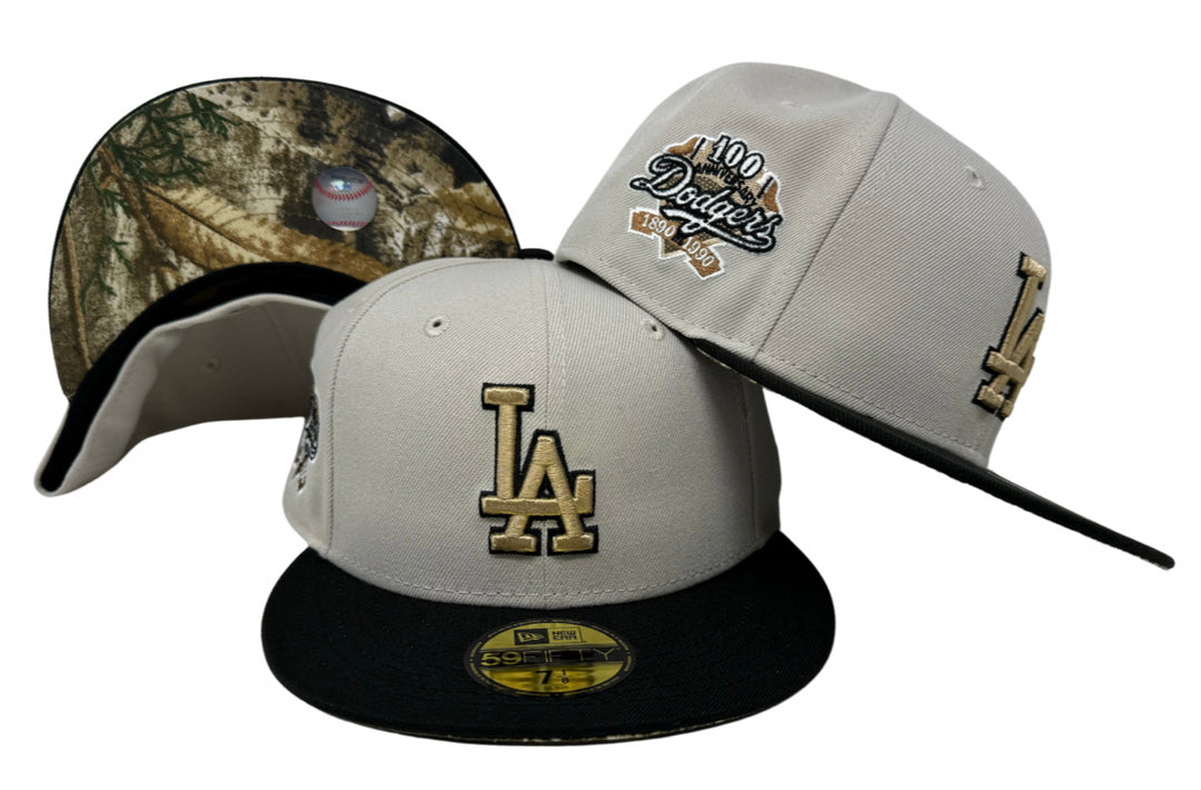 Los Angeles Dodgers New Era 59Fifty 100th Anniv. Stone Black Fitted Hat Cap Realtree UV - THE 4TH QUARTER