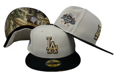 Los Angeles Dodgers New Era 59Fifty 100th Anniv. Stone Black Fitted Hat Cap Realtree UV