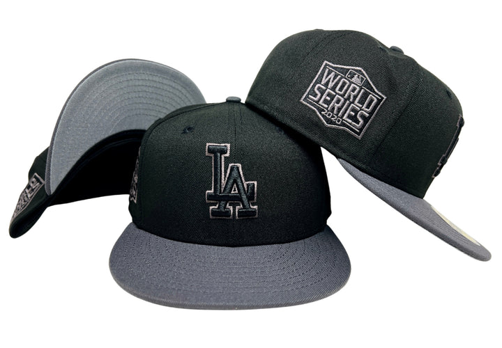 Los Angeles Dodgers Fitted New Era 59Fifty 2020 World Series Black Graphite Grey Cap Hat - THE 4TH QUARTER