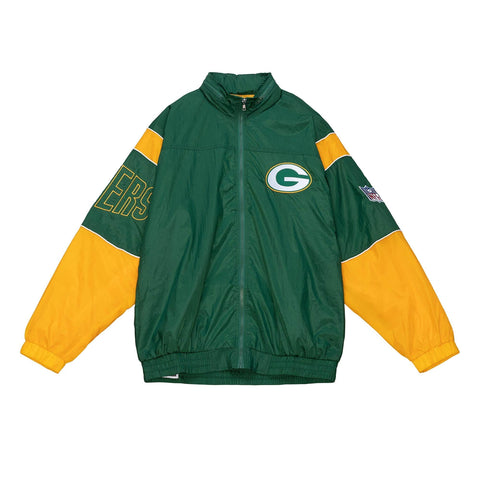 Green Bay Packers Mens Jacket Mitchell & Ness Authentic Sideline Full Zip Windbreaker