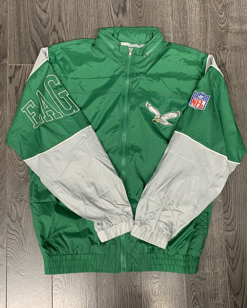 Philadelphia Eagles Mens Jacket Mitchell &amp; Ness Authentic Sideline Full Zip Windbreaker - THE 4TH QUARTER