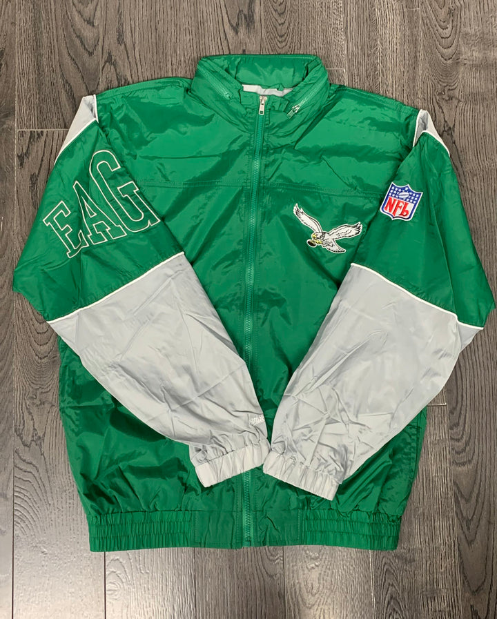 Philadelphia Eagles Mens Jacket Mitchell &amp; Ness Authentic Sideline Full Zip Windbreaker - THE 4TH QUARTER