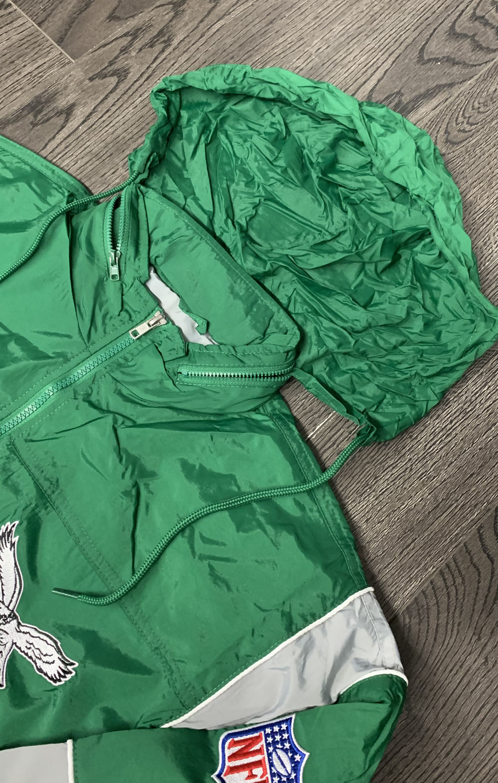 Philadelphia Eagles Mens Jacket Mitchell &amp; Ness Authentic Sideline Full Zip Windbreaker - THE 4TH QUARTER