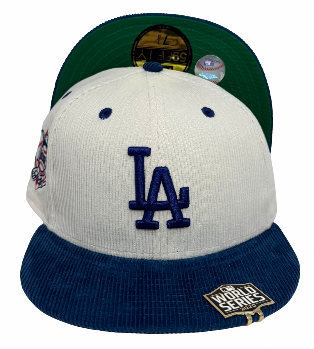 Los Angeles Dodgers Fitted New Era 59FIFTY Chrome Blue Corduroy w/ '20 WS Blip Cap Hat Green UV - THE 4TH QUARTER
