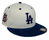 Los Angeles Dodgers Fitted New Era 59FIFTY Chrome Blue Corduroy w/ '20 WS Blip Cap Hat Green UV