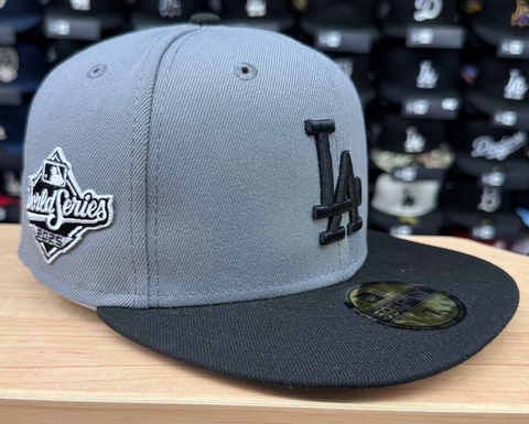 Los Angeles Dodgers New Era 2025 World Series Side Patch 59FIFTY Fitted Hat - Storm Grey Black