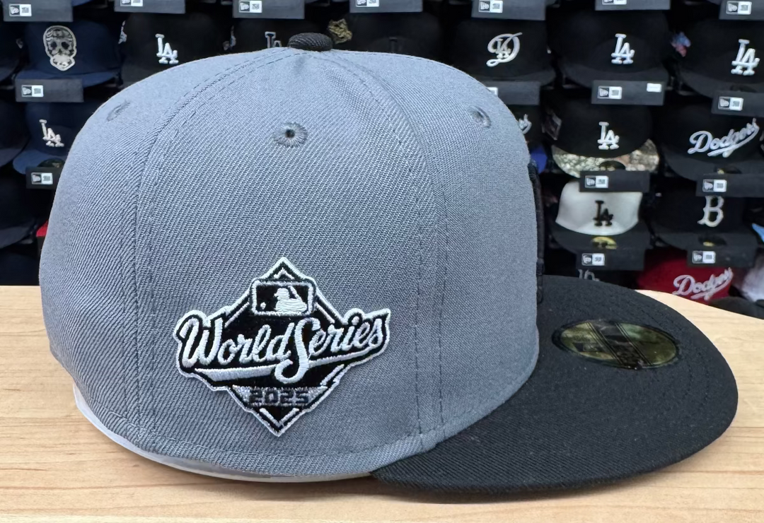 Los Angeles Dodgers New Era 2025 World Series Side Patch 59FIFTY Fitted Hat - Storm Grey Black - THE 4TH QUARTER