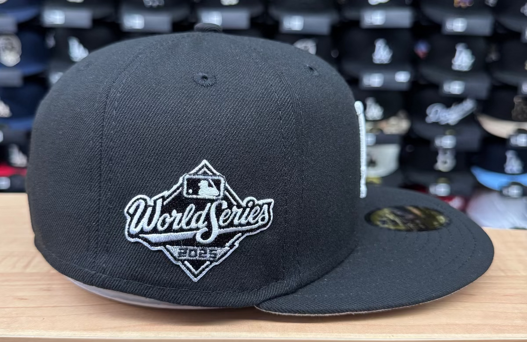 Los Angeles Dodgers New Era 2025 World Series Side Patch 59FIFTY Fitted Hat - Black White - THE 4TH QUARTER