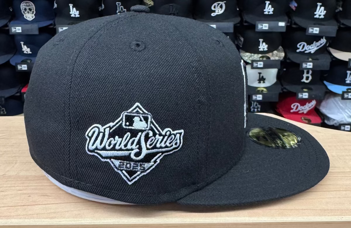 Los Angeles Dodgers New Era 2025 World Series Side Patch 59FIFTY Fitted Hat - Black Outline - THE 4TH QUARTER