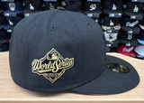 Los Angeles Dodgers New Era 2025 World Series Side Patch 59FIFTY Fitted Hat - Black on Black Gold