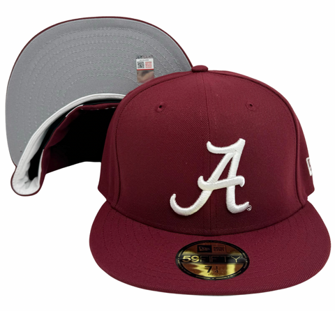 Alabama Crimson Tide Fitted 59Fifty Burgundy Hat Cap Grey UV