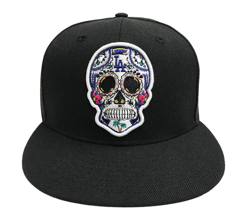 Dodgers Fitted New Era 59FIFTY White Day of the Dead Sugar Skull Cap Hat Black