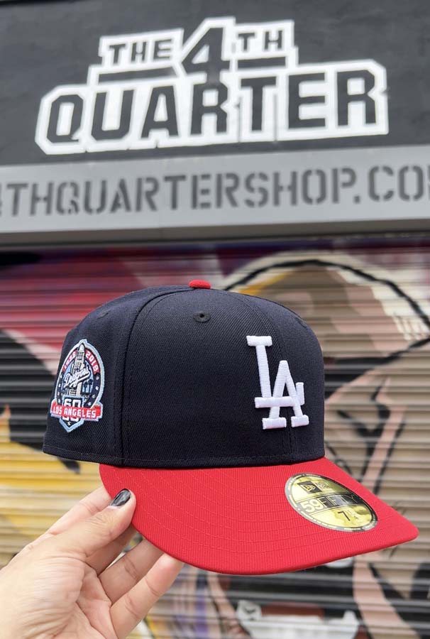 Los Angeles Dodgers Fitted New Era 59FIFTY 60th Anniversary Cap Hat Navy Red Grey UV - THE 4TH QUARTER