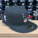 Yaquis de Obregon Fitted New Era 59Fifty Plumita Patch Black Hat Grey UV