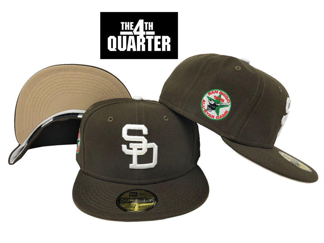 San Diego Padres Fitted 59Fifty Cafe Con Leche Brown Hat Cap Camel UV - THE 4TH QUARTER