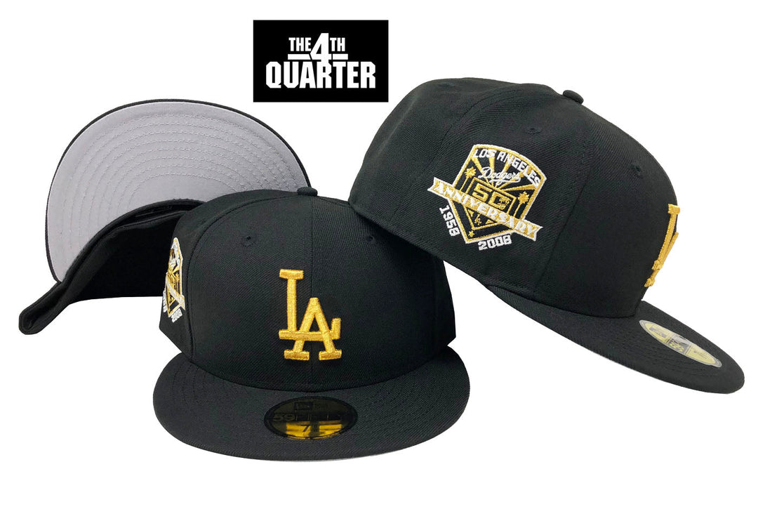 Dodgers Fitted New Era 59Fifty Gold 50th Ann. Black Hat Grey UV - THE 4TH QUARTER