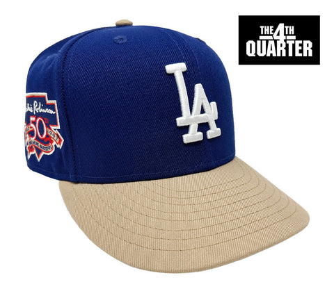 Dodgers New Era 59Fifty Fitted Jackie 50th Blue Camel Hat Cap Grey UV