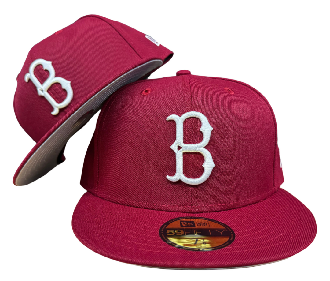 Brooklyn Dodgers Fitted New Era 59Fifty Burgundy Cap Hat Grey UV - THE 4TH QUARTER