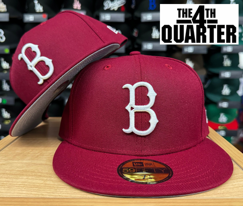 Brooklyn Dodgers Fitted New Era 59Fifty Burgundy Cap Hat Grey UV