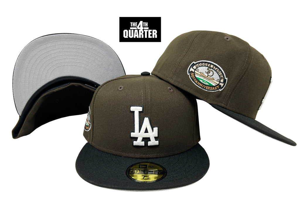 Los Angeles Dodgers Hat 7-1/2 New Era 59FIFTY Fitted Cap Brown