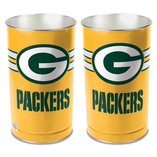Green Bay Packers Aluminum Wastebasket Trash Can - THE 4TH QUARTER
