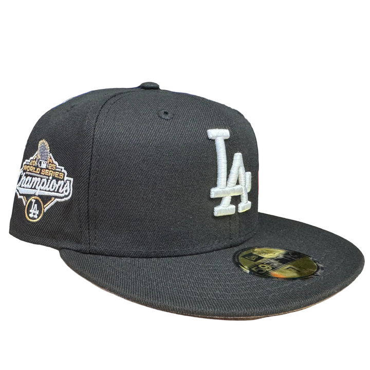 Los Angeles Dodgers Fitted New Era 59Fifty Gold 2025 WS Champions Black Cap Hat Grey UV - THE 4TH QUARTER