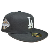 Los Angeles Dodgers Fitted New Era 59Fifty Gold 2025 WS Champions Black Cap Hat Grey UV - THE 4TH QUARTER